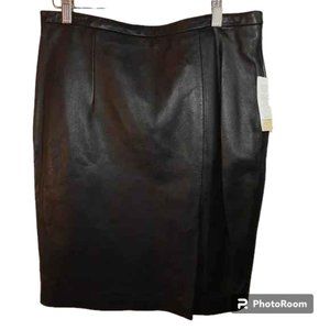 MICHAEL Michael Kors Leather Pencil Skirt Front Side Slit NWT Size 8